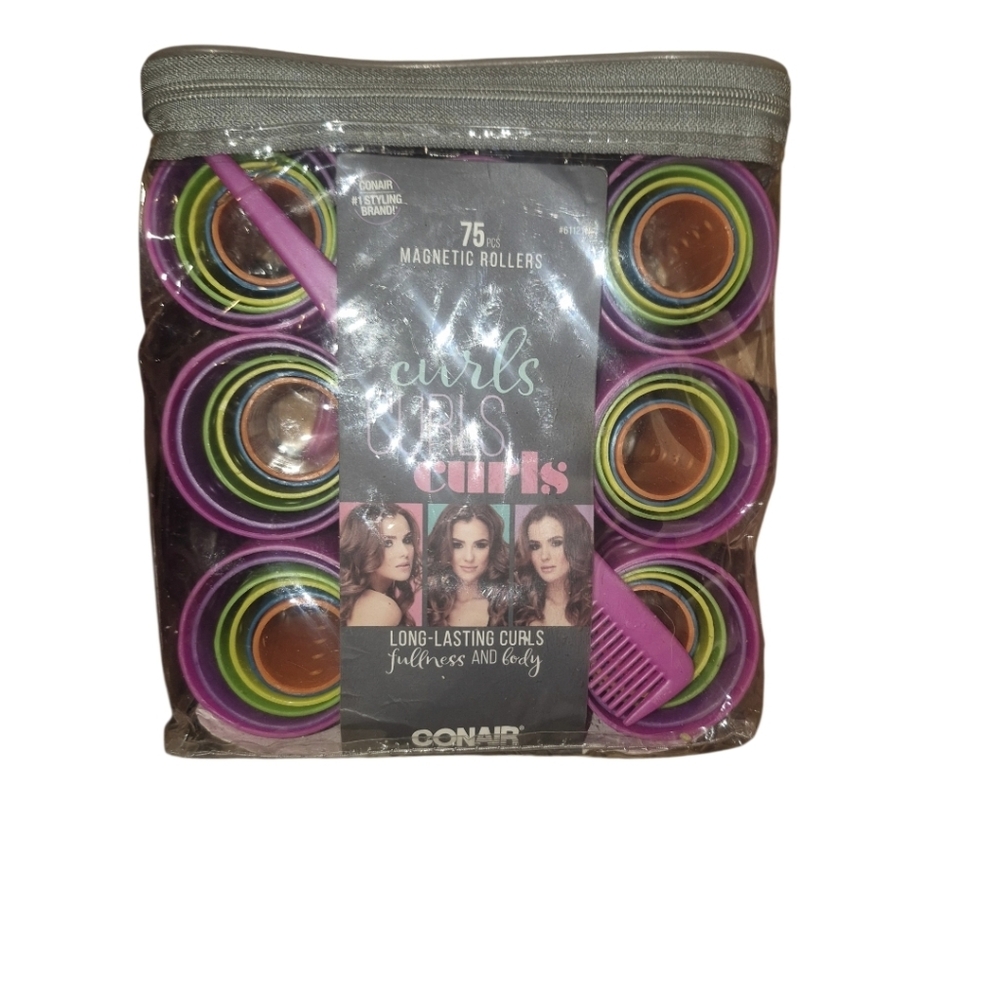 Conair Magnetic Hair Rollers Set in Pink, Green, Orange Plus One More Set